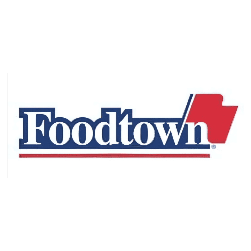 Foodtown supermarket logo, retail grocery store branding with red and blue color scheme, representing quality fresh produce and community-focused shopping experience.