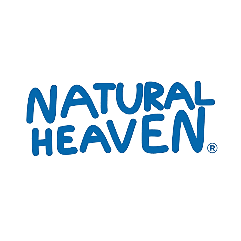 Bright blue logo of Natural Heaven on a white background, representing a natural product brand.